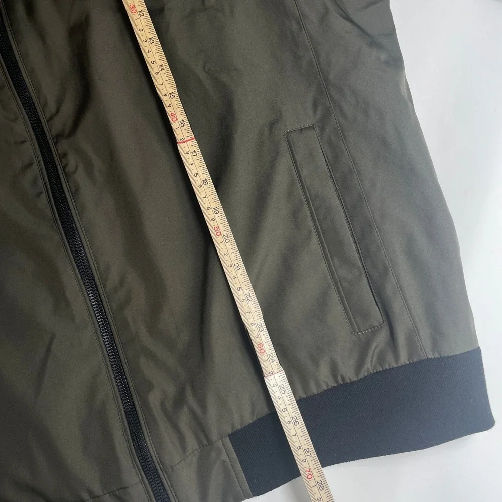 Andrew Marc Men XL Olive Green Full Zip Quilted Lined Military Hip Bomber Jacket